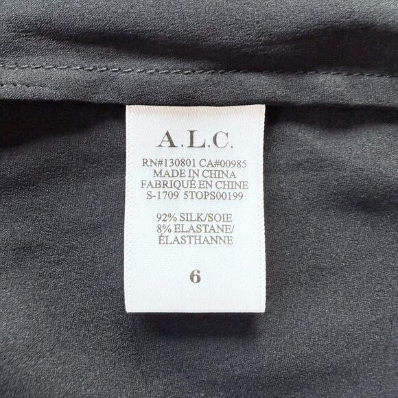 NWOT A.L.C. Willow Cold Shoulder Ruffle Sleeve Silk Crepe Blouse in Black Size 6 - Picture 11 of 14